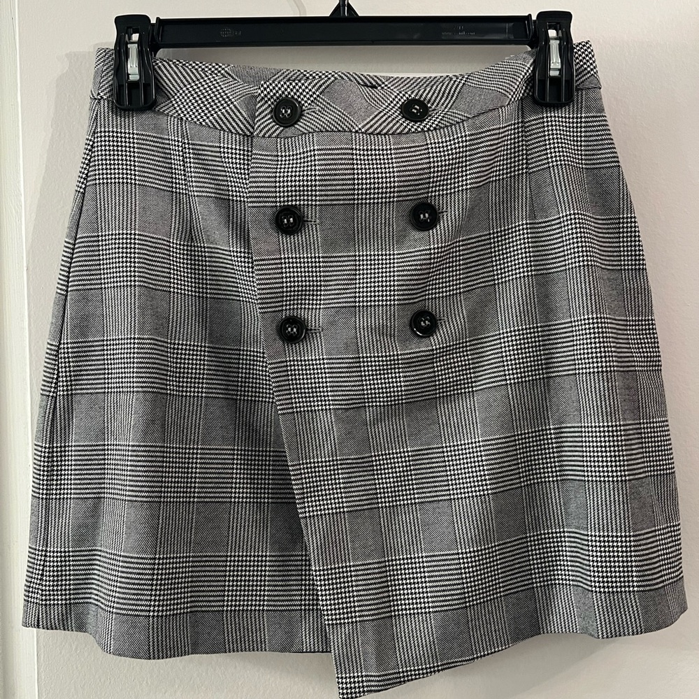 Zara Black and White Plaid Mini Skirt